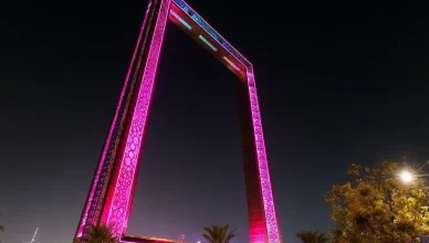 dubai frame lights at night